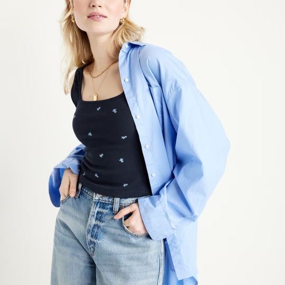 NWT OLD NAVY Ultra-Crop Rib-Knit Top Color: Navy Floral - Picture 4 of 10